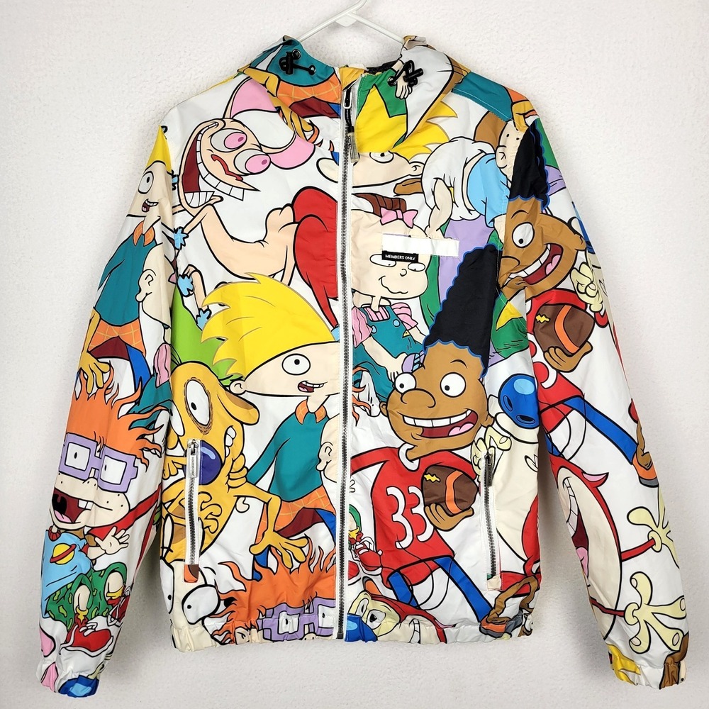 Members Only x Nickelodeon Windbreaker Jacket S 90s Nicktoons‎ All Over Print